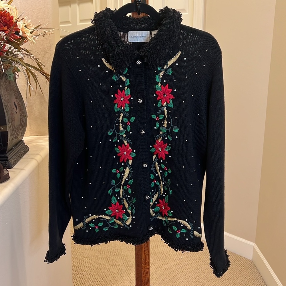 Vintage Lemon Grass Holiday Sweater/Caradigan